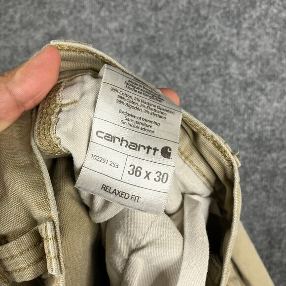 Carhartt Pants Mens Size 36x30 Khaki Relaxed Fit Stretch Workwear Casual Chino - Picture 8 of 11